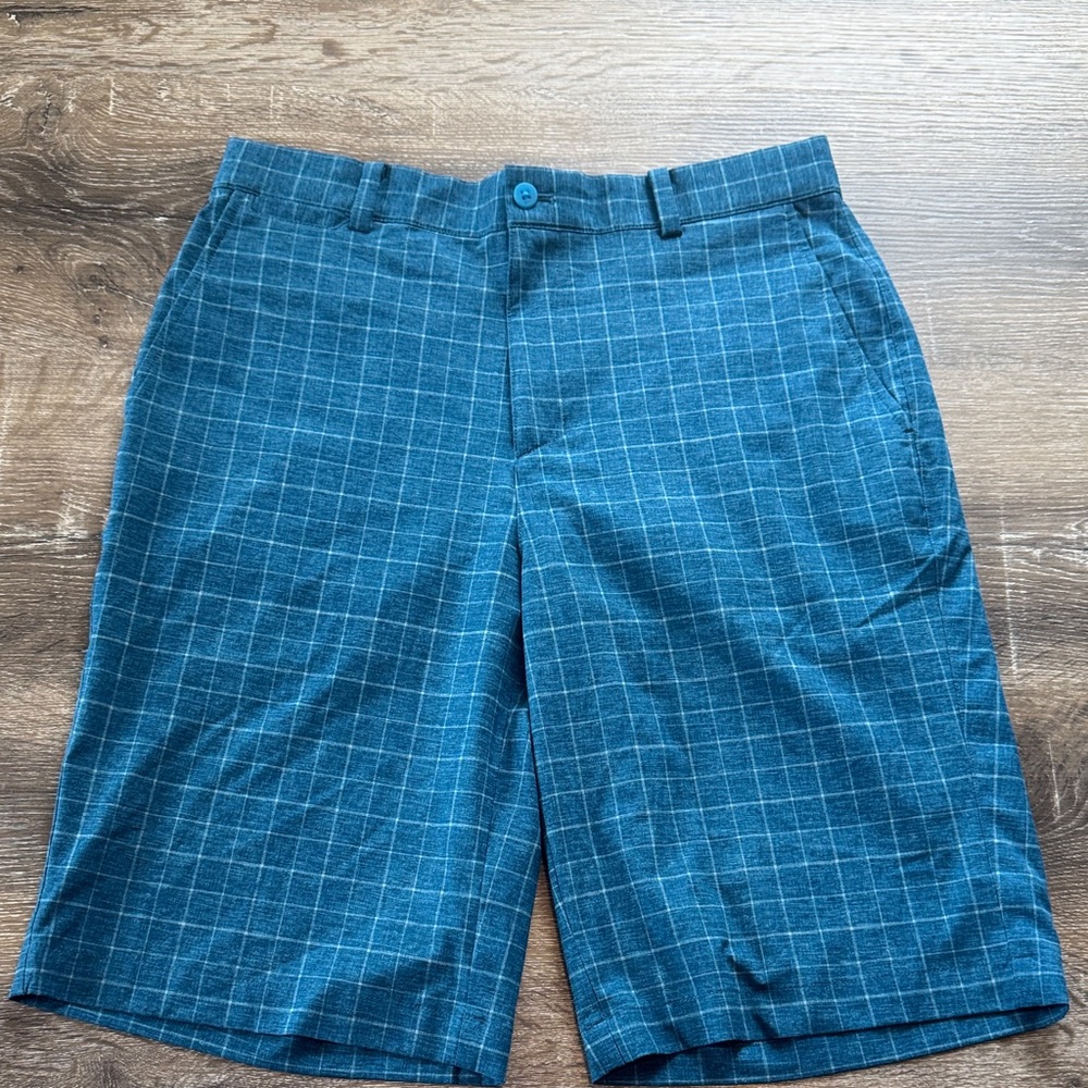 Nike Blue Checkered Men's Flat Front Golf Shorts Size 30